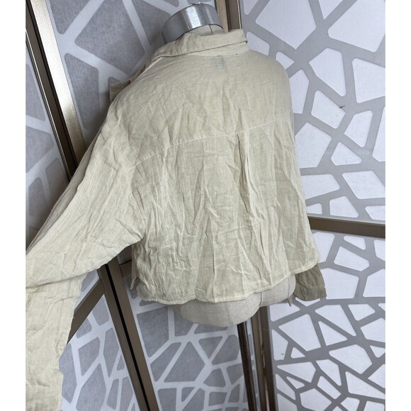 ASOS DESIGN pocket oversized beach shirt co-ord in double gauze in oatmeal 10 L - Picture 5 of 7